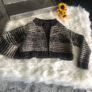 Zara KNIT Brown Cropped Sweater Jacket Size S